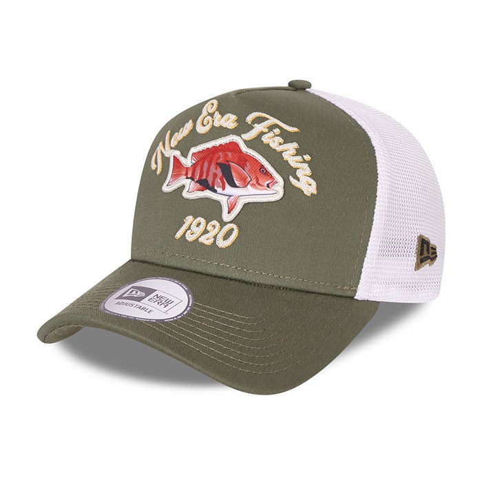 New Era Fishing A-Frame Trucker Lippis Khaki - New Era Lippikset Tukkukauppa FI-742968